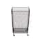 24" Black Metal Square Mesh Wire Rolling Laundry Storage Cart with Ring Handles